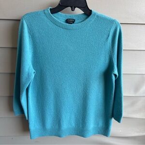 Talbots Womens Pure Cashmere 3/4 Sleeve Crewneck Sweater L Blue Luxury Carrier